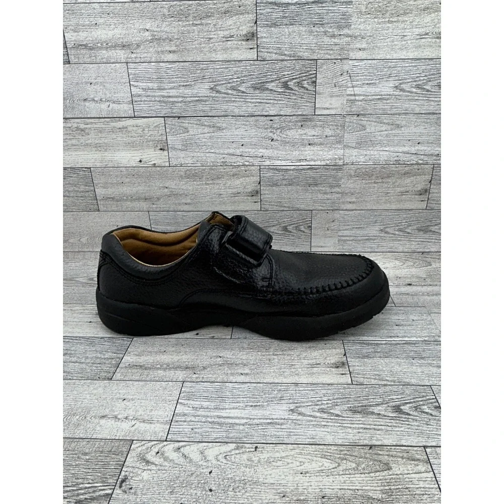 Dr. Comfort Scott Men 9.5 M Black Leather Orthopedic Hook Loop Strap Shoes 9210